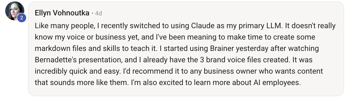 Comment from Ellyn Vohnoutka